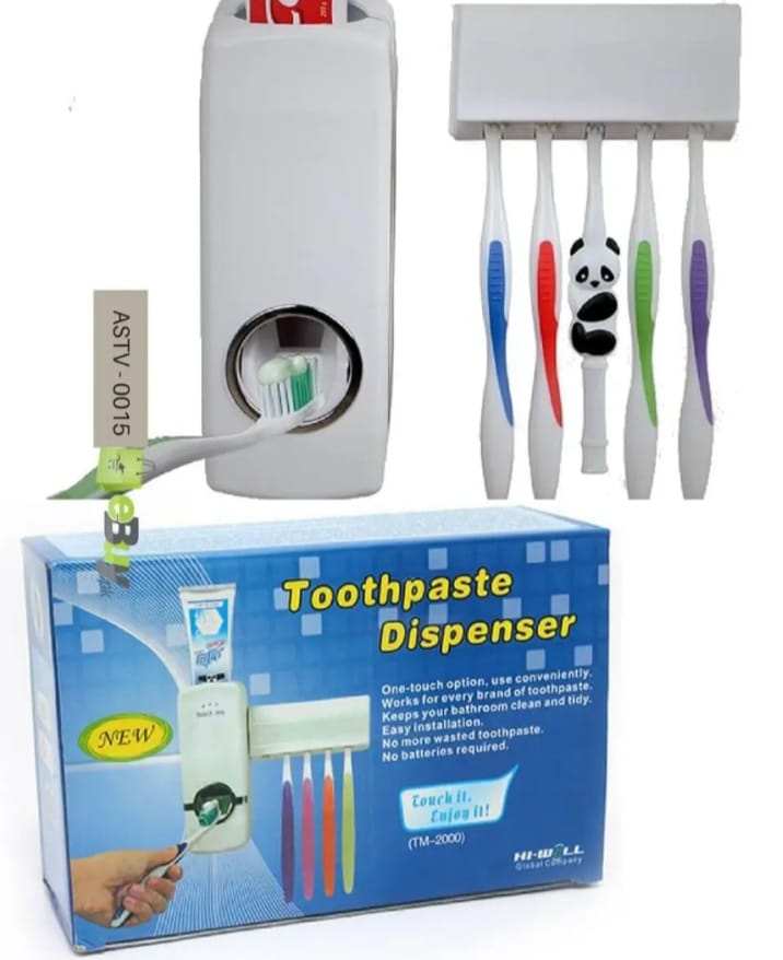Automatic Toothpaste Dispenser & Toothbrush Holder ā Wall Mounted Set
