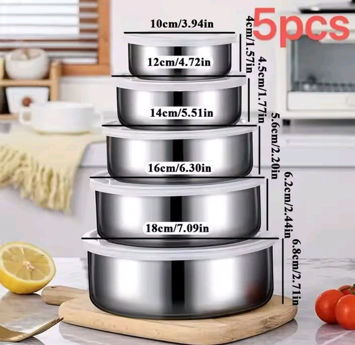 Stainless Steel Food Storage Containers Set (5 Pieces)