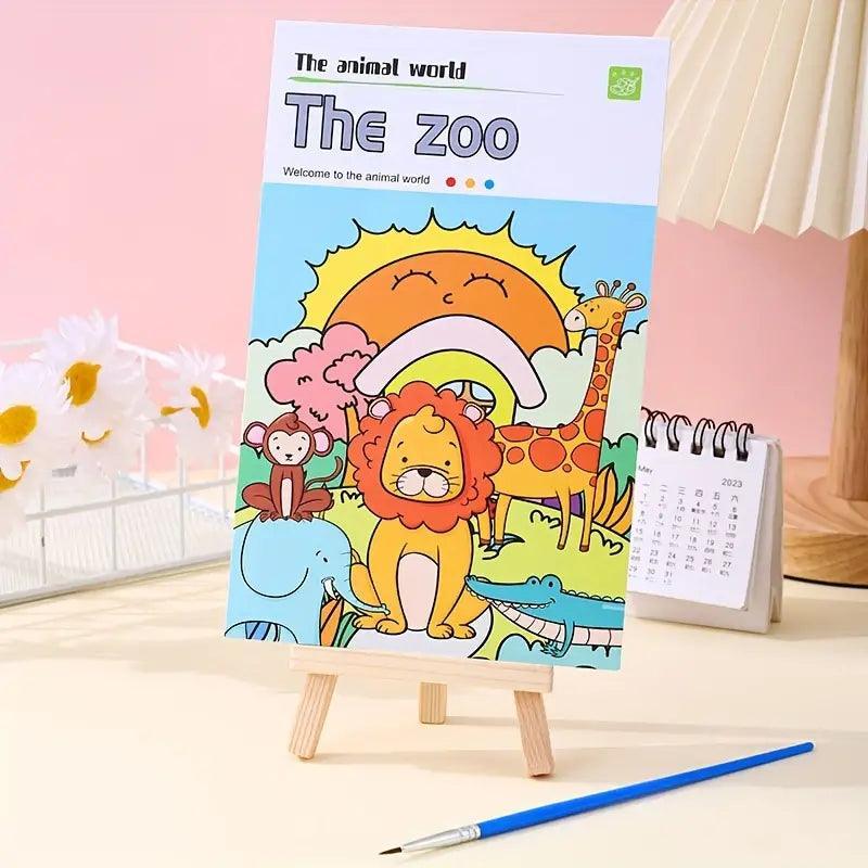 Kids Watercolor Painting Book Set – Mess-Free Art Kit with Brush
