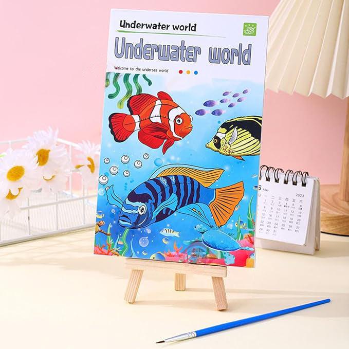 Kids Watercolor Painting Book Set – Mess-Free Art Kit with Brush