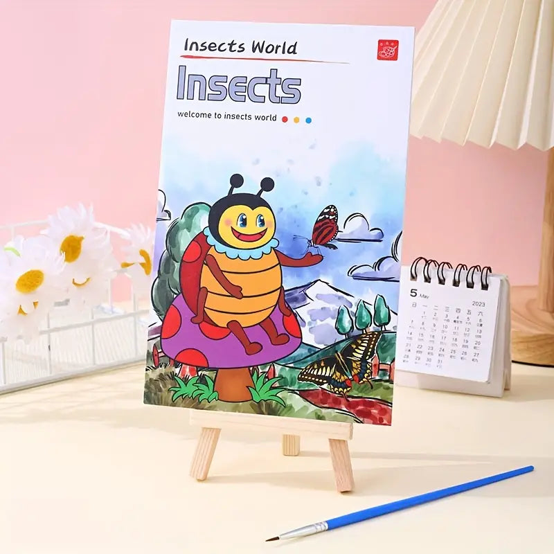 Kids Watercolor Painting Book Set – Mess-Free Art Kit with Brush