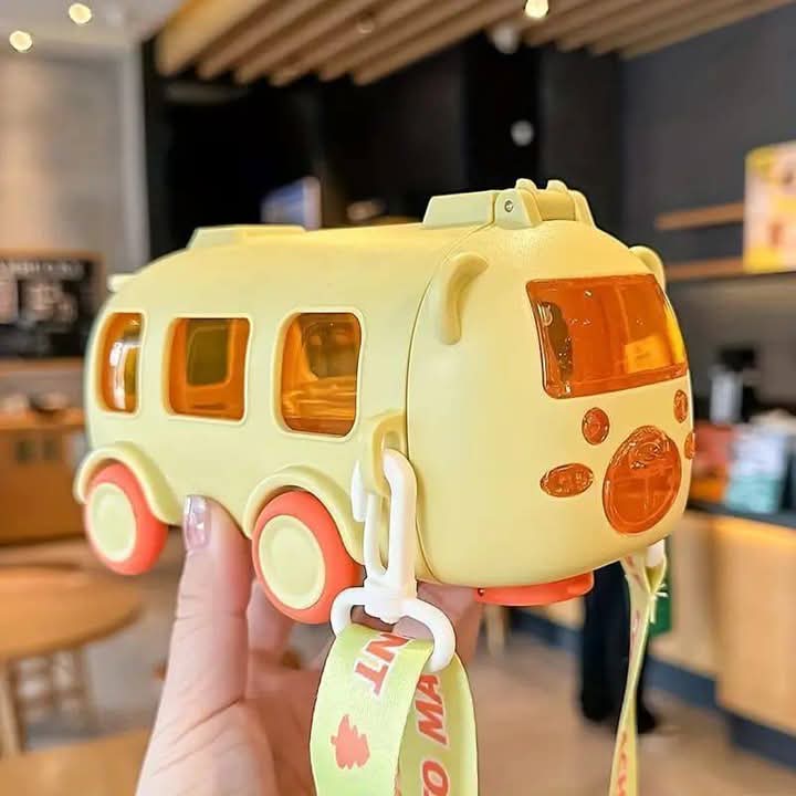 Baby Bus Water Bottle – 500ml Leak-Proof Kids Bottle with Strap