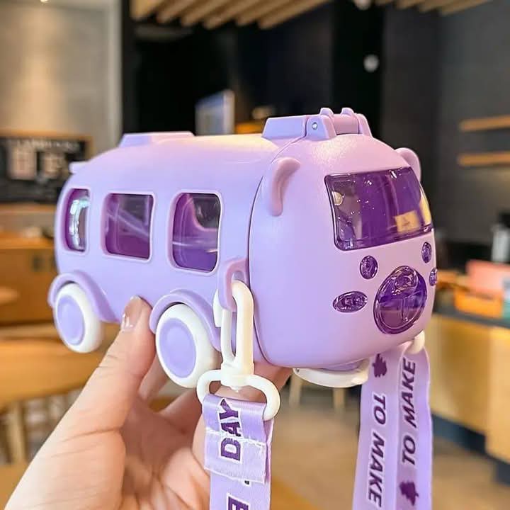 Baby Bus Water Bottle – 500ml Leak-Proof Kids Bottle with Strap