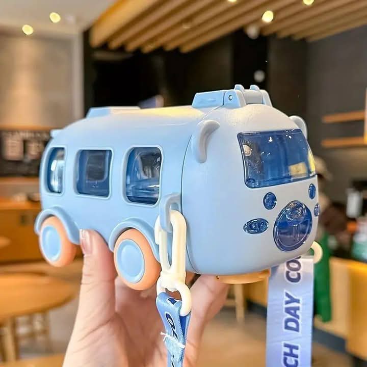 Baby Bus Water Bottle – 500ml Leak-Proof Kids Bottle with Strap