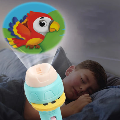 Kids Cartoon Flashlight Projector Torch Toy – Bedtime Story & Animal Image Projection Lamp
