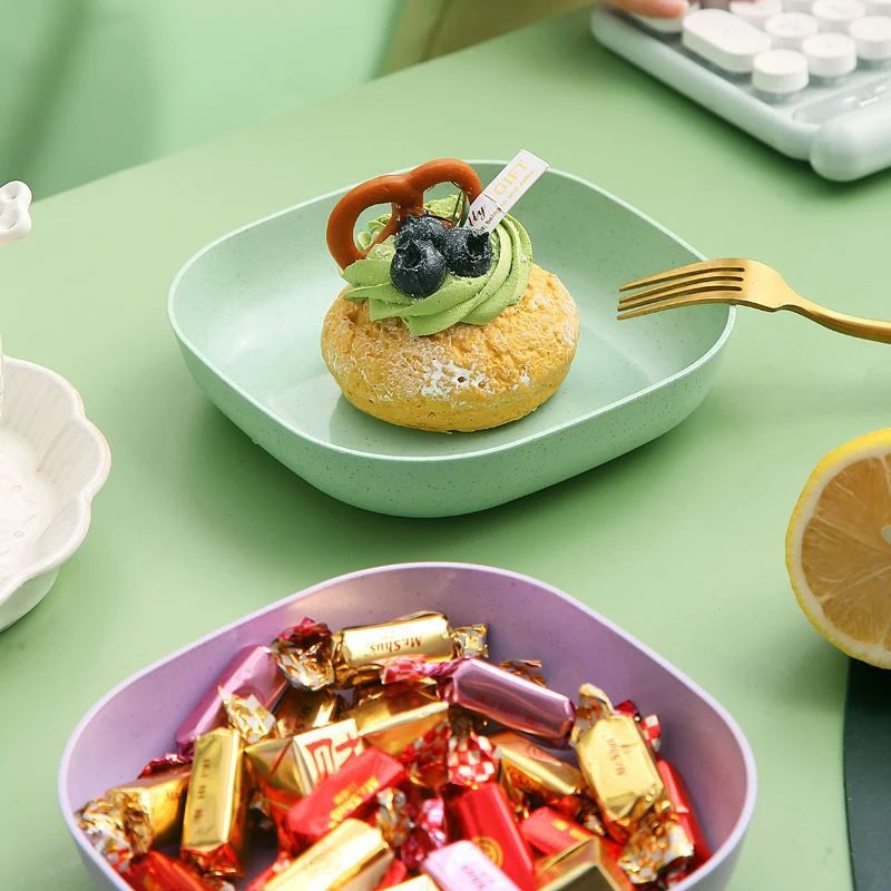 10 PCS Multicolor Plastic Snack Serving Dishes with Storage Box – Fruit, Salad & Candy Plates