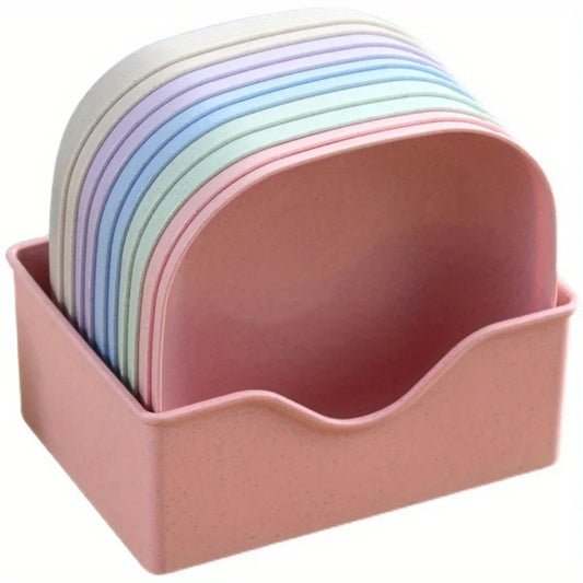 10 PCS Multicolor Plastic Snack Serving Dishes with Storage Box – Fruit, Salad & Candy Plates