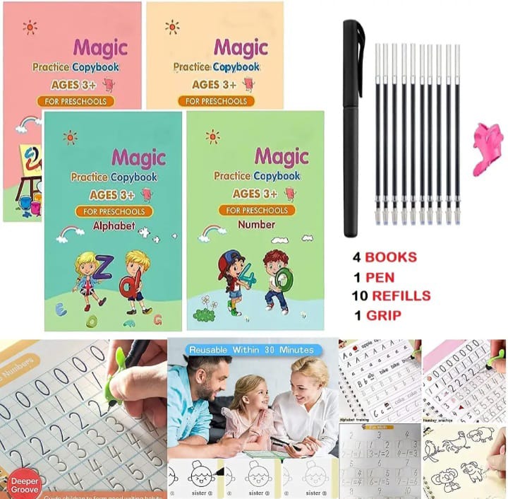 Sank Magic Practice Copybook Set – Reusable Handwriting Workbook for Kids