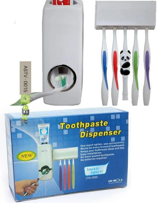 Automatic Toothpaste Dispenser & Toothbrush Holder – Wall Mounted Set
