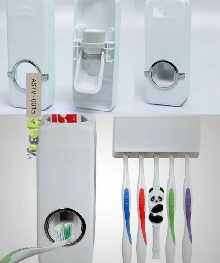 Automatic Toothpaste Dispenser & Toothbrush Holder – Wall Mounted Set