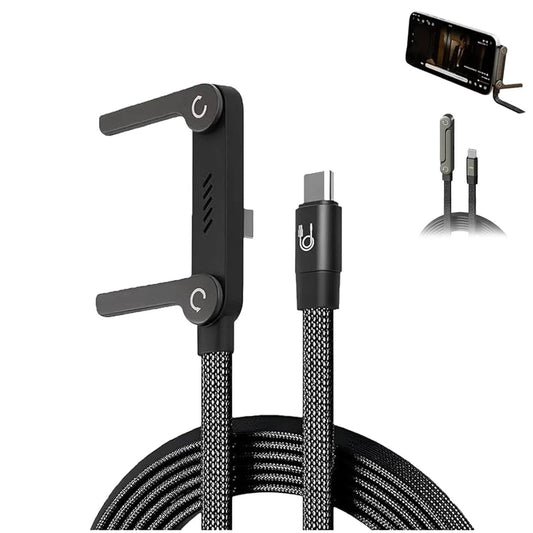 2-in-1 Invisible Holder Charger Cable – 240W Fast Charging USB-C Cable with Built-in Phone Stand