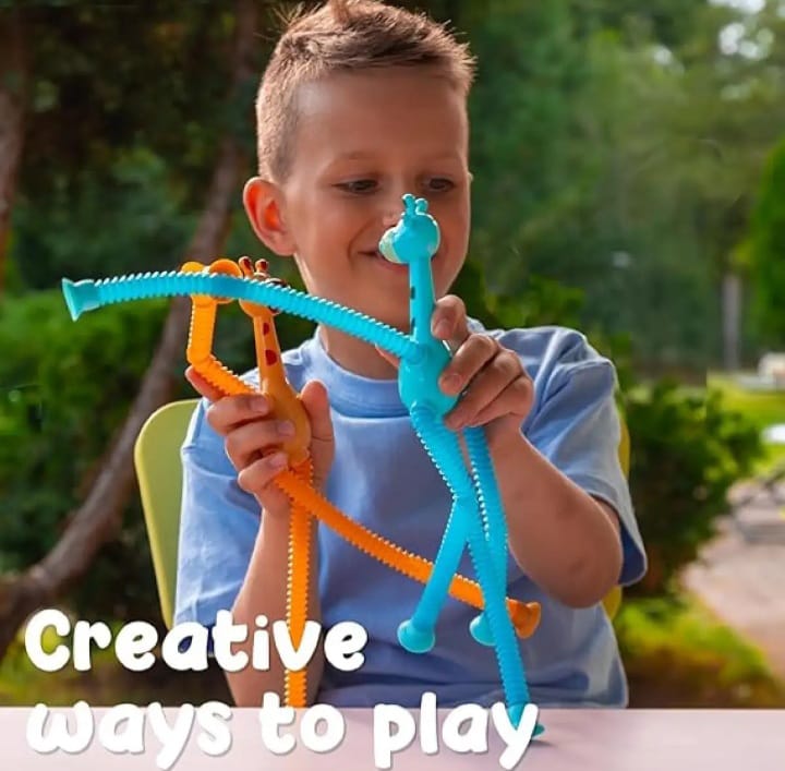 Giraffe Pop Tubes with LED Lights – Fun & Sensory Toy for Kids (3+ Years)