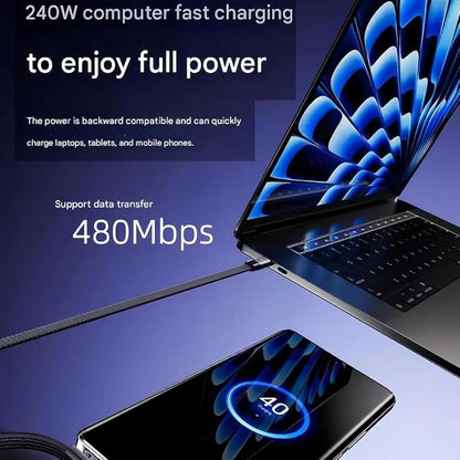2-in-1 Invisible Holder Charger Cable – 240W Fast Charging USB-C Cable with Built-in Phone Stand