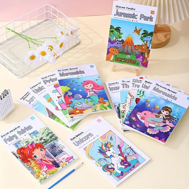 Kids Watercolor Painting Book Set – Mess-Free Art Kit with Brush