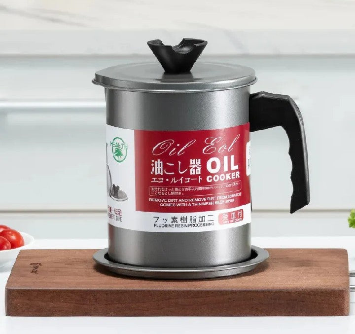 Easy Kitchen Oil Filter Pot – Stainless Steel Grease Strainer & Oil Storage Container
