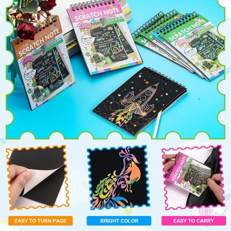 10 Sheets Magic Rainbow Scratch Art Paper Cards – Educational Drawing & Creative Kids Toy