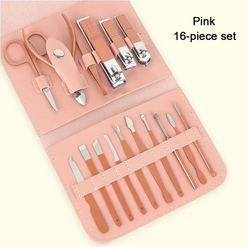 16-in-1 Professional Manicure & Pedicure Grooming Kit – Stainless Steel Nail Care Set (2026 Edition)