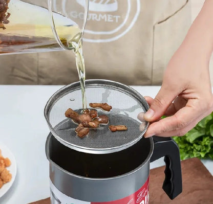 Easy Kitchen Oil Filter Pot – Stainless Steel Grease Strainer & Oil Storage Container