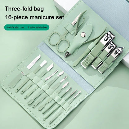16-in-1 Professional Manicure & Pedicure Grooming Kit – Stainless Steel Nail Care Set (2026 Edition)