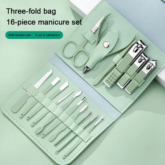 16-in-1 Professional Manicure & Pedicure Grooming Kit – Stainless Steel Nail Care Set (2026 Edition)