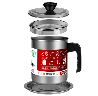 Easy Kitchen Oil Filter Pot – Stainless Steel Grease Strainer & Oil Storage Container