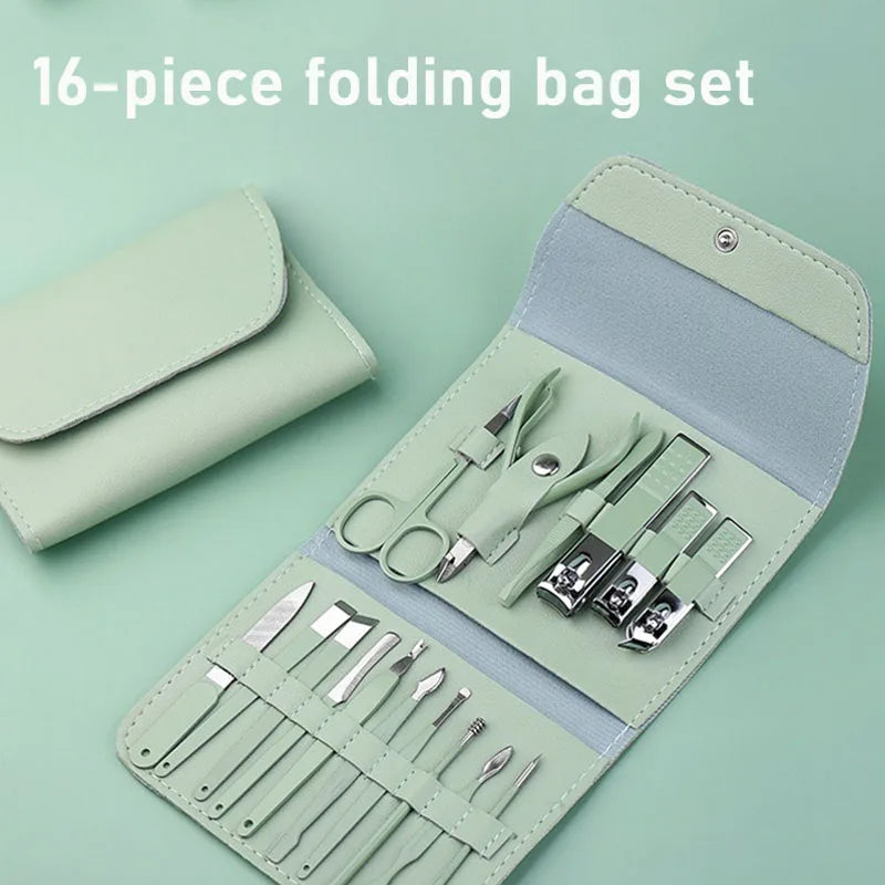 16-in-1 Professional Manicure & Pedicure Grooming Kit – Stainless Steel Nail Care Set (2026 Edition)