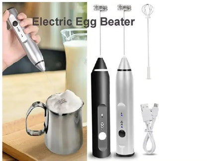 Electric Milk Frother & Coffee Grinder – 2-in-1 Handheld USB Rechargeable