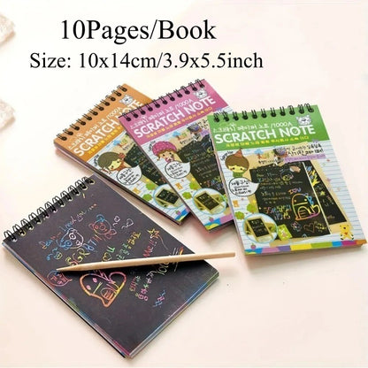10 Sheets Magic Rainbow Scratch Art Paper Cards – Educational Drawing & Creative Kids Toy