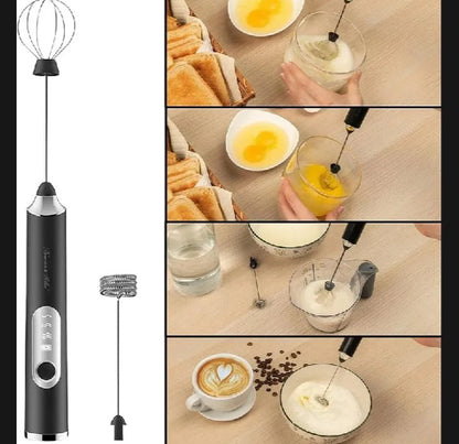 Electric Milk Frother & Coffee Grinder – 2-in-1 Handheld USB Rechargeable