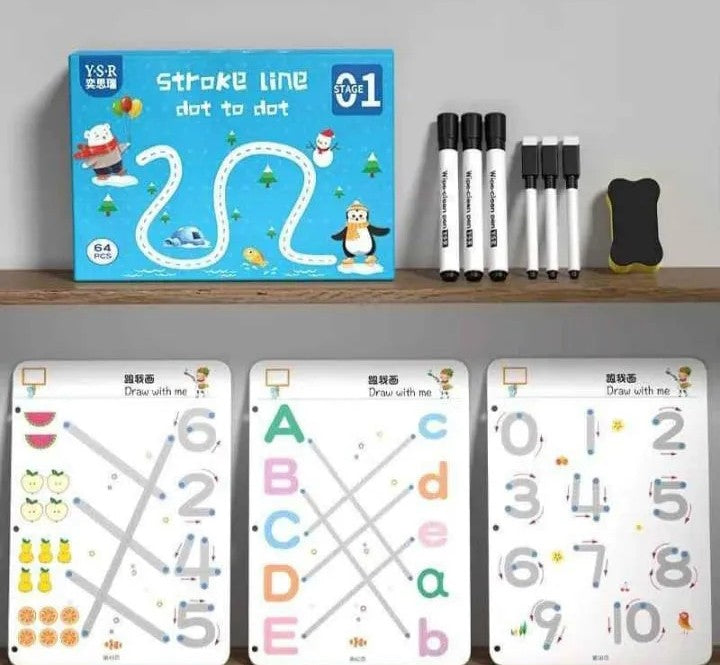 64-Page Kids Tracing Book – Erasable Writing Practice Workbook for Preschool Learning