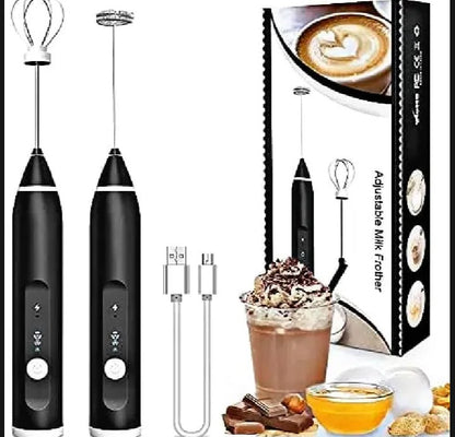 Electric Milk Frother & Coffee Grinder – 2-in-1 Handheld USB Rechargeable