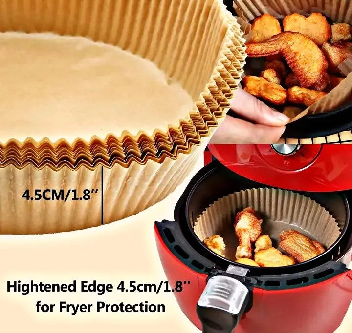 50 Pcs Air Fryer Disposable Paper Liners – Non-Stick Round Baking Mats