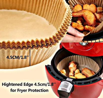 50 Pcs Air Fryer Disposable Paper Liners – Non-Stick Round Baking Mats