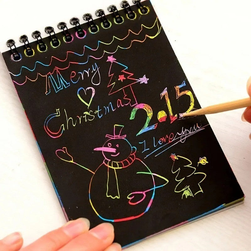 10 Sheets Magic Rainbow Scratch Art Paper Cards – Educational Drawing & Creative Kids Toy
