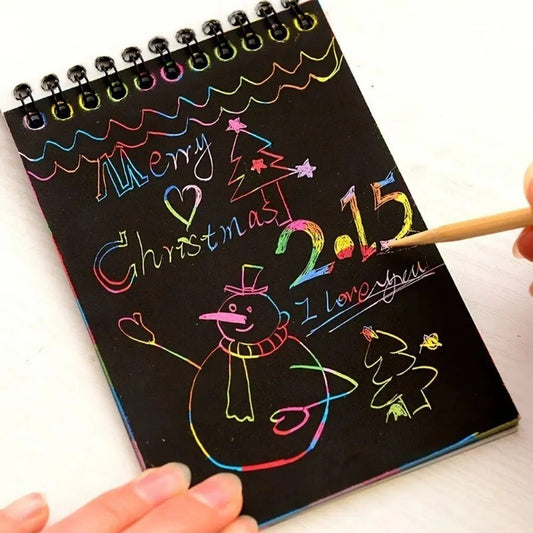 10 Sheets Magic Rainbow Scratch Art Paper Cards – Educational Drawing & Creative Kids Toy