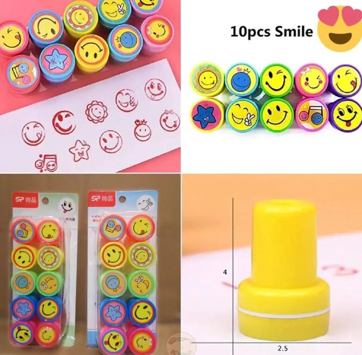 Cute Emoji Stamp Set for Kids (Pack of 10) – Fun Cartoon Face Stamper for Arts & Crafts