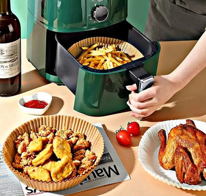 50 Pcs Air Fryer Disposable Paper Liners – Non-Stick Round Baking Mats
