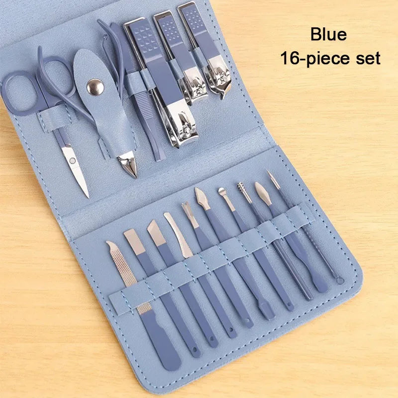 16-in-1 Professional Manicure & Pedicure Grooming Kit – Stainless Steel Nail Care Set (2026 Edition)