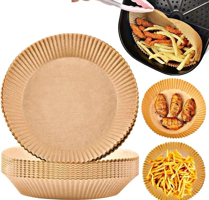 50 Pcs Air Fryer Disposable Paper Liners – Non-Stick Round Baking Mats
