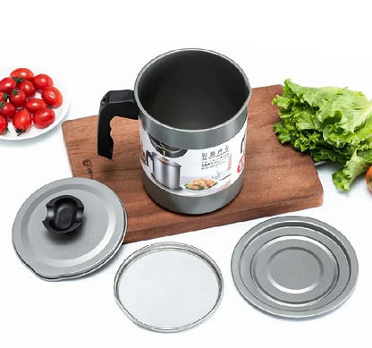 Easy Kitchen Oil Filter Pot – Stainless Steel Grease Strainer & Oil Storage Container