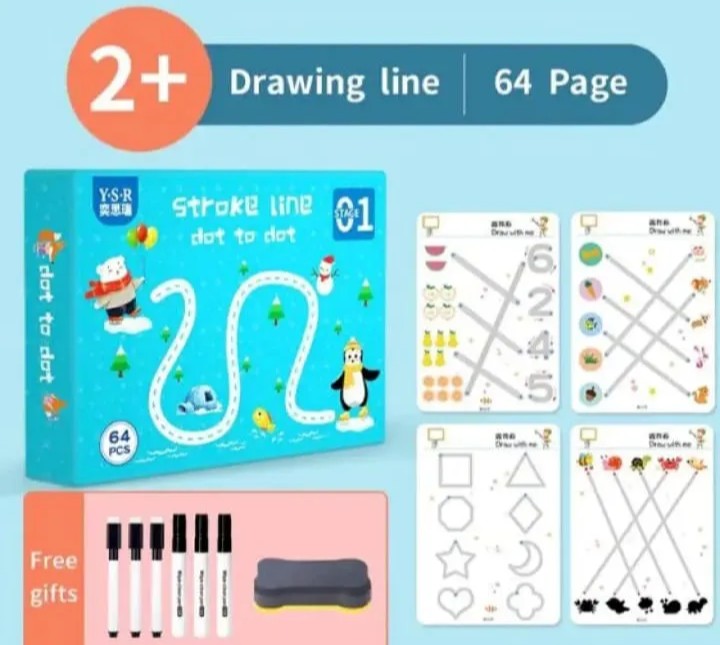 64-Page Kids Tracing Book – Erasable Writing Practice Workbook for Preschool Learning