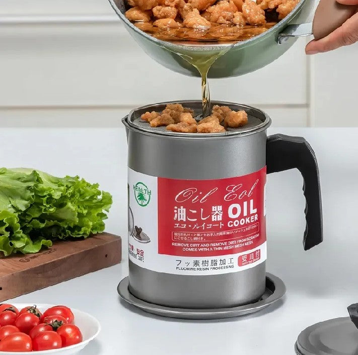 Easy Kitchen Oil Filter Pot – Stainless Steel Grease Strainer & Oil Storage Container