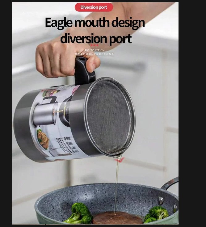 Easy Kitchen Oil Filter Pot – Stainless Steel Grease Strainer & Oil Storage Container