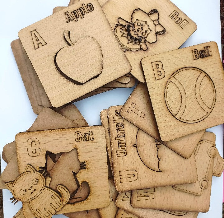 A to Z Alphabet Wooden Drawing Stencils for Kids – Educational Learning & Creative Toy Set