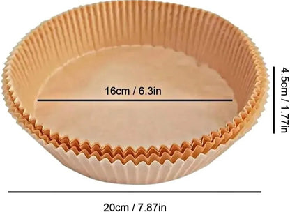 50 Pcs Air Fryer Disposable Paper Liners – Non-Stick Round Baking Mats