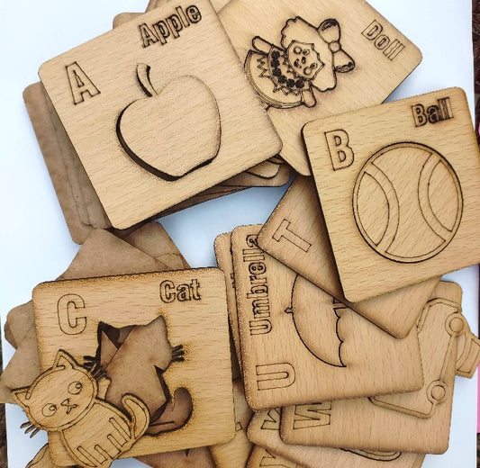 A to Z Alphabet Wooden Drawing Stencils for Kids – Educational Learning & Creative Toy Set