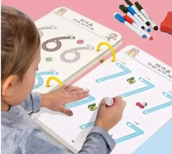 64-Page Kids Tracing Book – Erasable Writing Practice Workbook for Preschool Learning