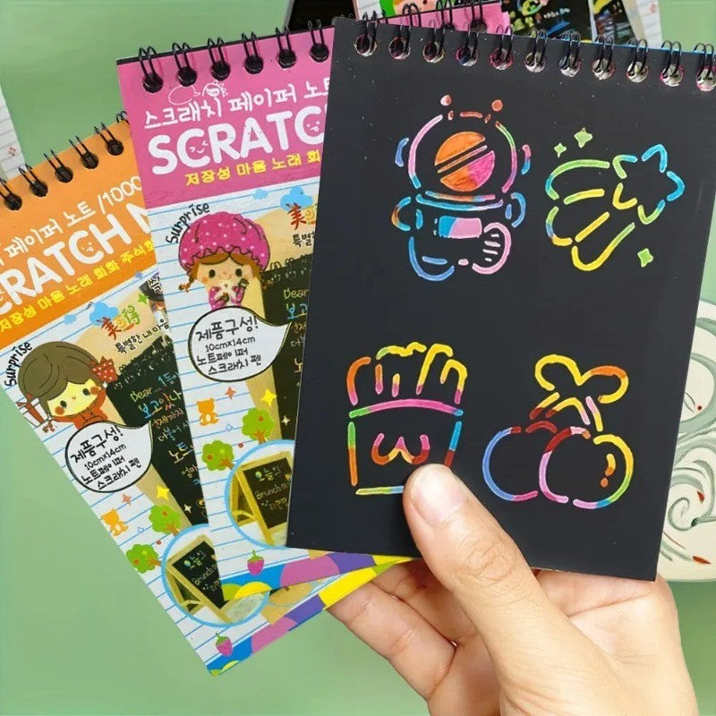 10 Sheets Magic Rainbow Scratch Art Paper Cards – Educational Drawing & Creative Kids Toy