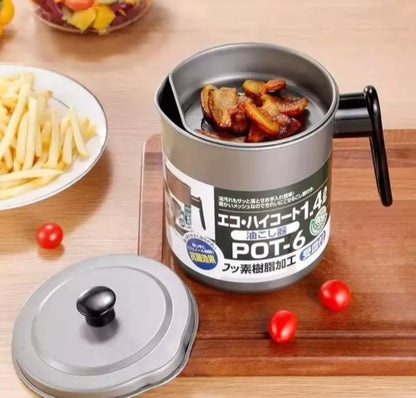 Easy Kitchen Oil Filter Pot – Stainless Steel Grease Strainer & Oil Storage Container